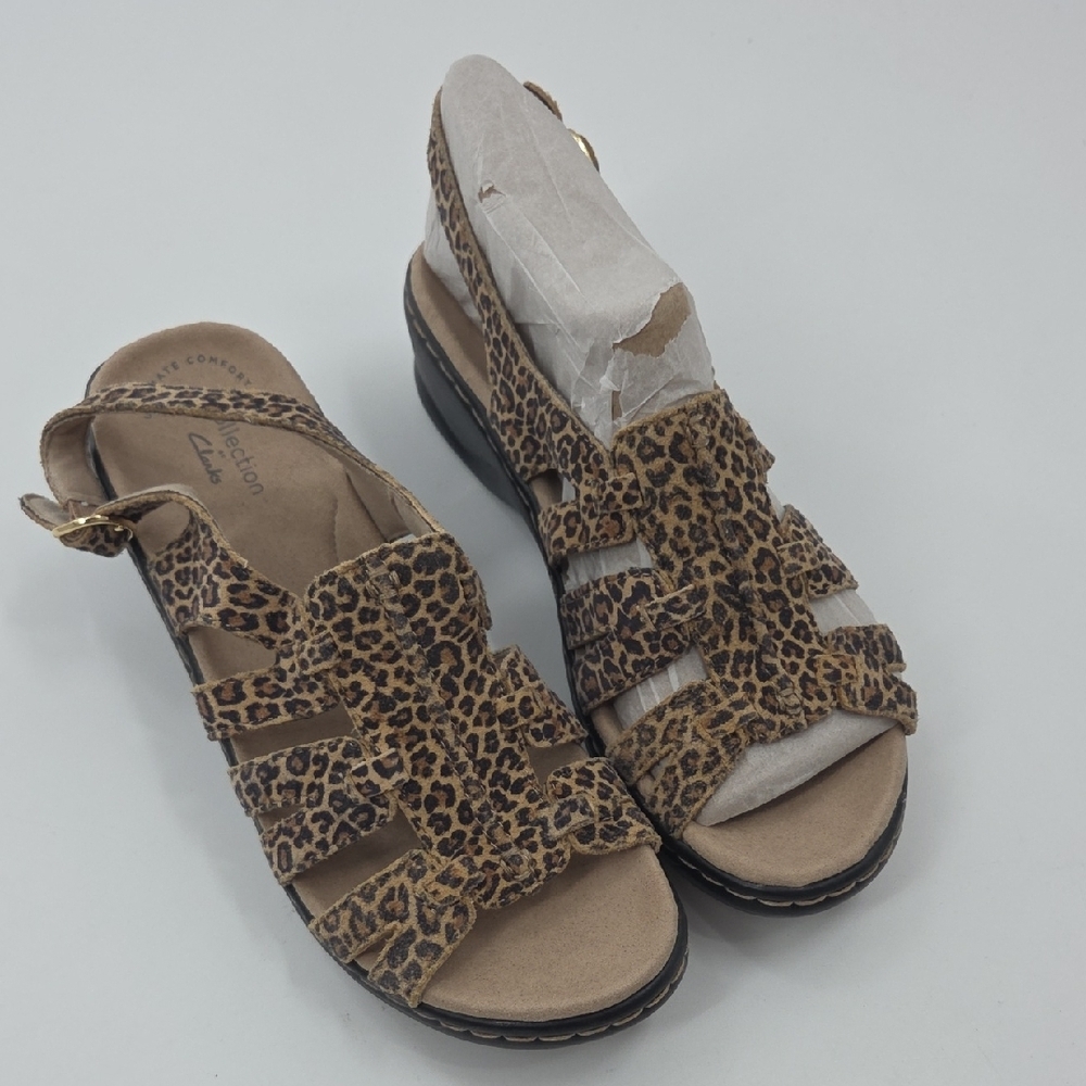 Clarks Cheetah Pattern Sandals NEW